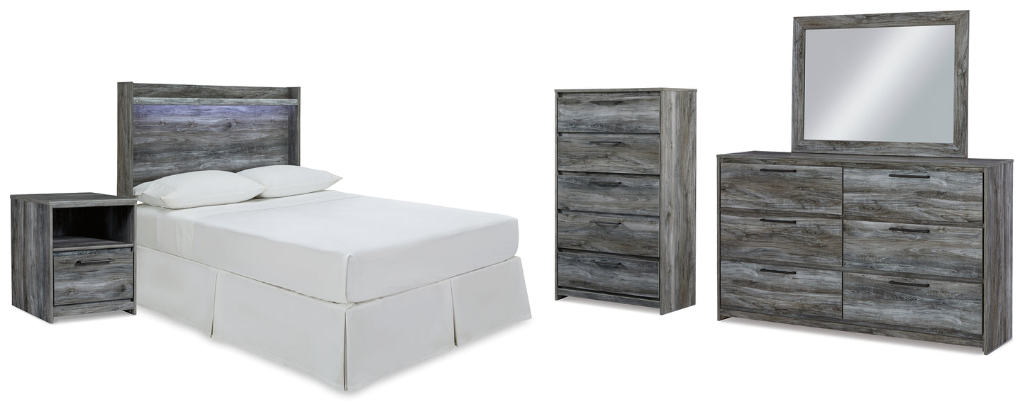 Baystorm Full Panel Headboard Bed. Dresser, Mirror, Chest and Nightstand