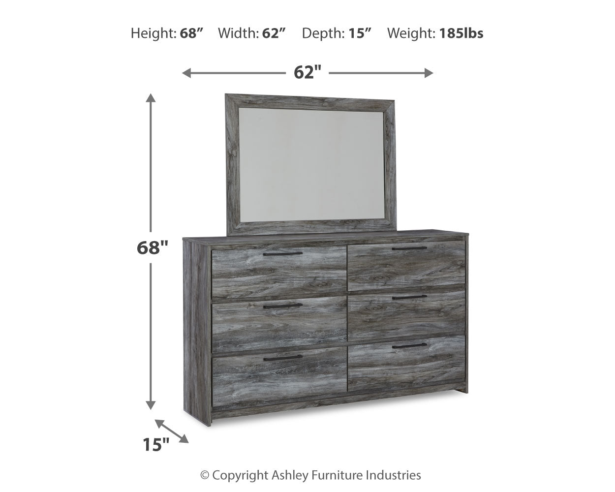 Baystorm Twin Panel Headboard Bed, Dresser, Mirror and Nightstand