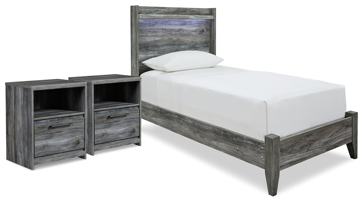 Baystorm Twin Panel Bed and 2 Nightstands