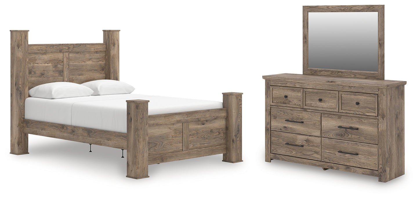 Rusticott Queen Poster Bed, Dresser and Mirror