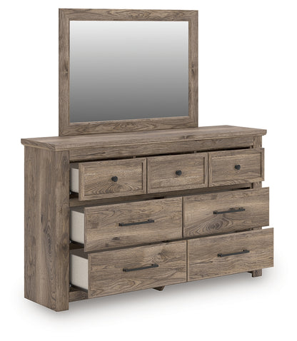 Rusticott Queen Panel Bed, Dresser and Mirror