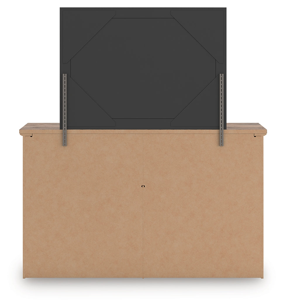 Rusticott Queen Panel Bed, Dresser and Mirror