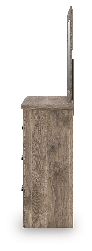 Rusticott Queen Panel Bed, Dresser and Mirror