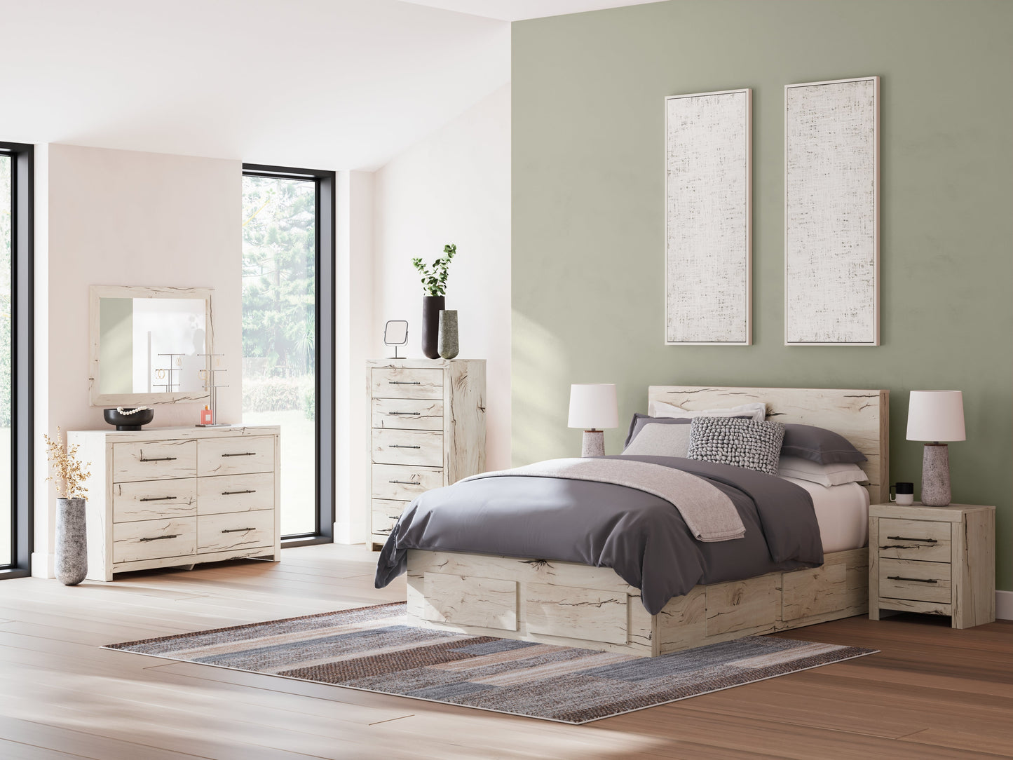 Lawroy Queen Panel Storage Bed, Dresser and Mirror