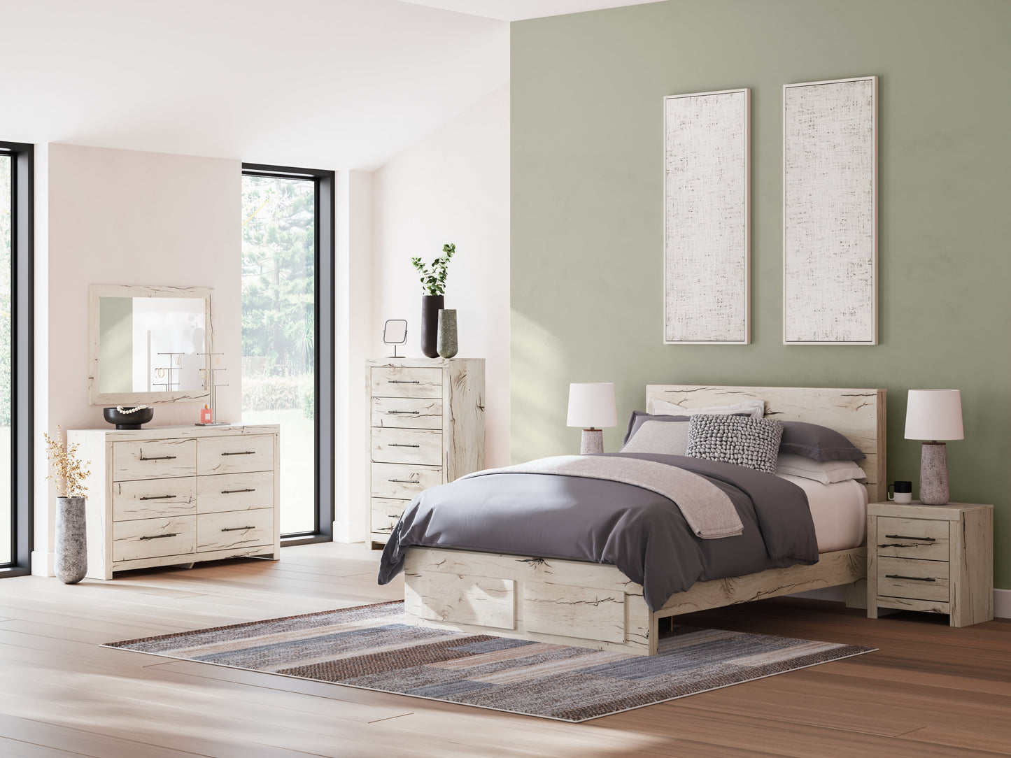 Lawroy Queen Panel Storage Bed, Dresser and Mirror