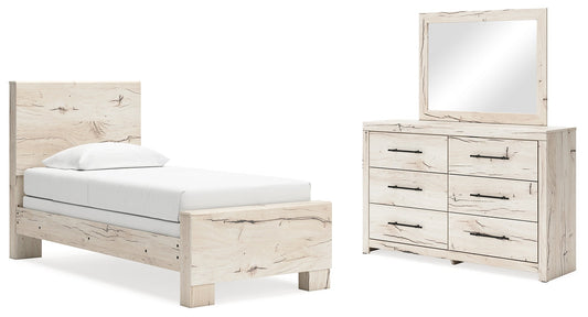 Lawroy Twin Panel Bed, Dresser and Mirror