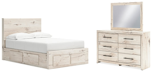 Lawroy Full Panel Storage Bed, Dresser and Mirror