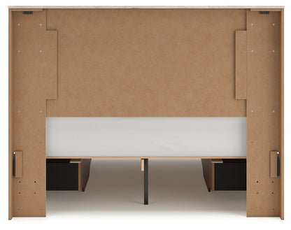 Lawroy Queen Panel Bed with Storage, Dresser and Mirror