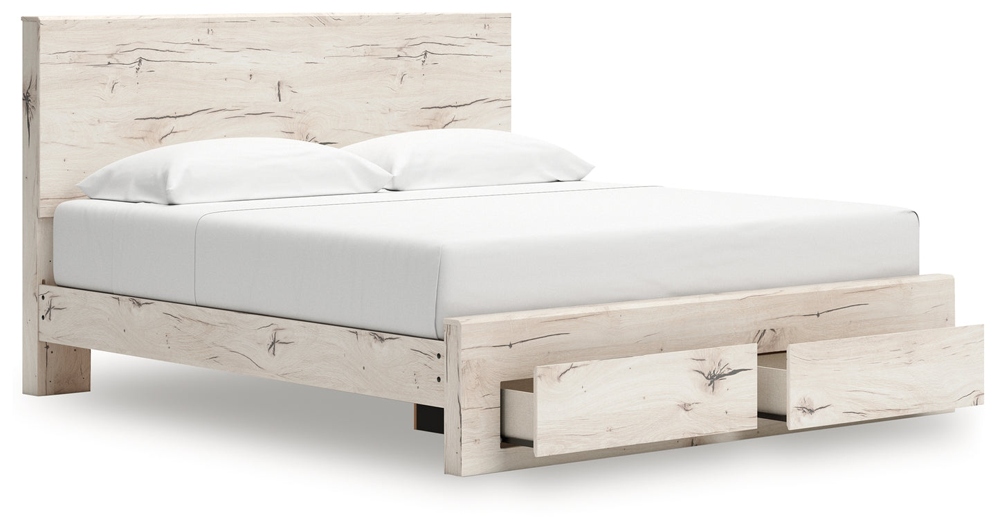 Lawroy King Panel Storage Bed, Dresser, Mirror and Nightstand