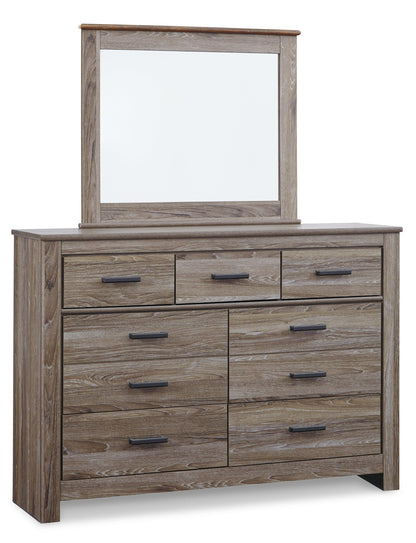 Zelen Full Panel Bed, Dresser and Mirror