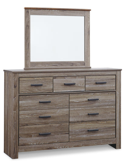 Zelen Queen Panel Bed, Dresser and Mirror