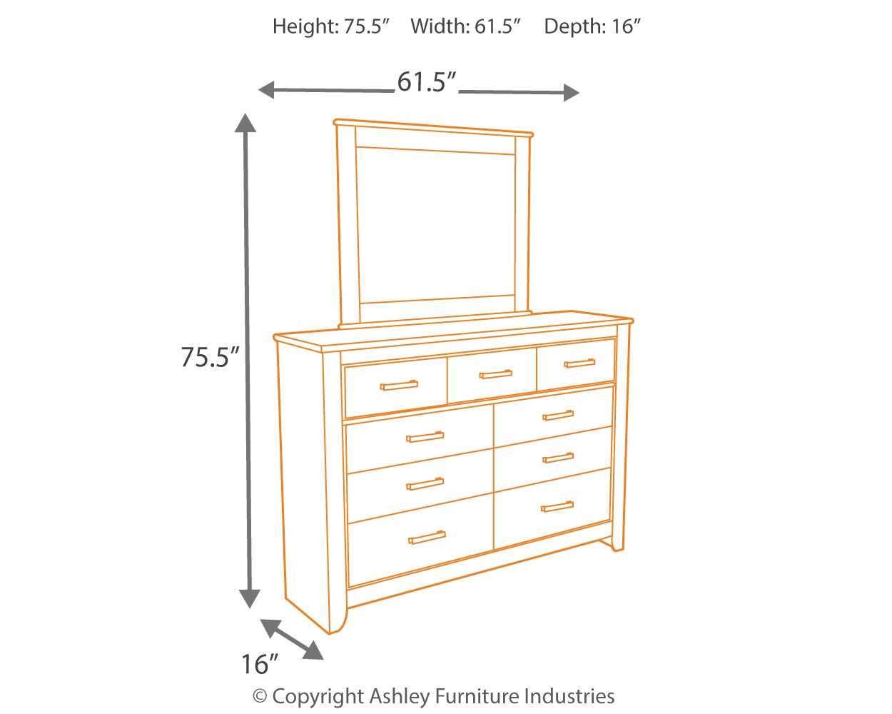 Zelen Queen Panel Bed, Dresser and Mirror