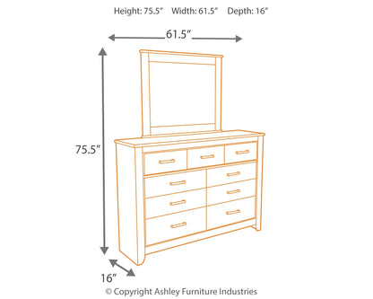 Zelen Queen Panel Bed, Dresser, Mirror and Nightstand