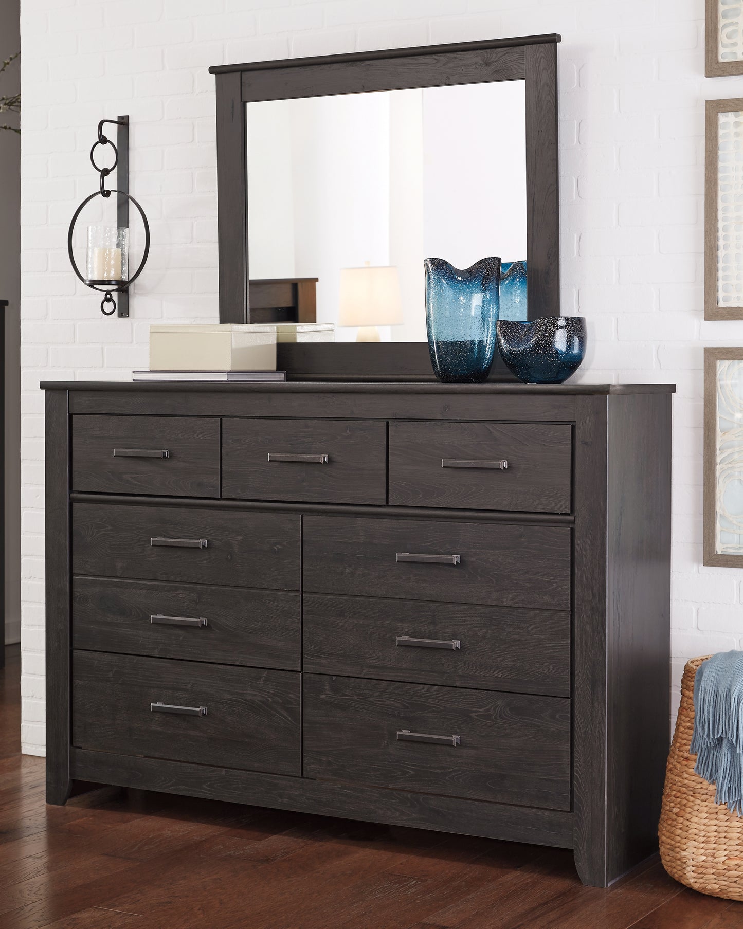 Brinxton King Panel Headboard, Dresser, Mirror, Chest and 2 Nightstands