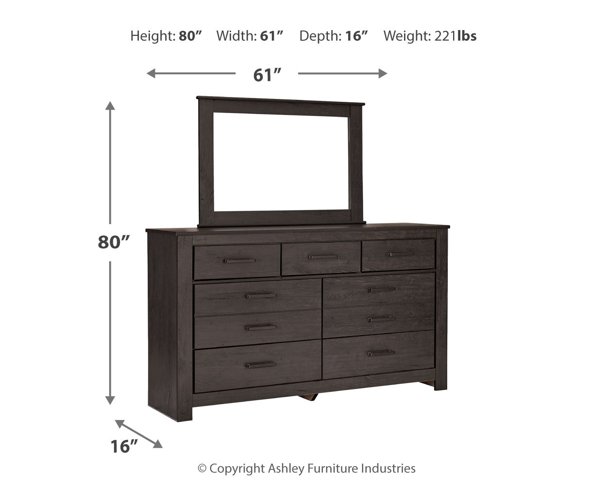 Brinxton King Panel Bed, Dresser and Mirror