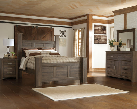 Juararo Queen Poster Bed, Dresser and Mirror