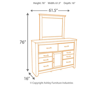 Juararo King Poster Bed, Dresser, Mirror and Nightstand