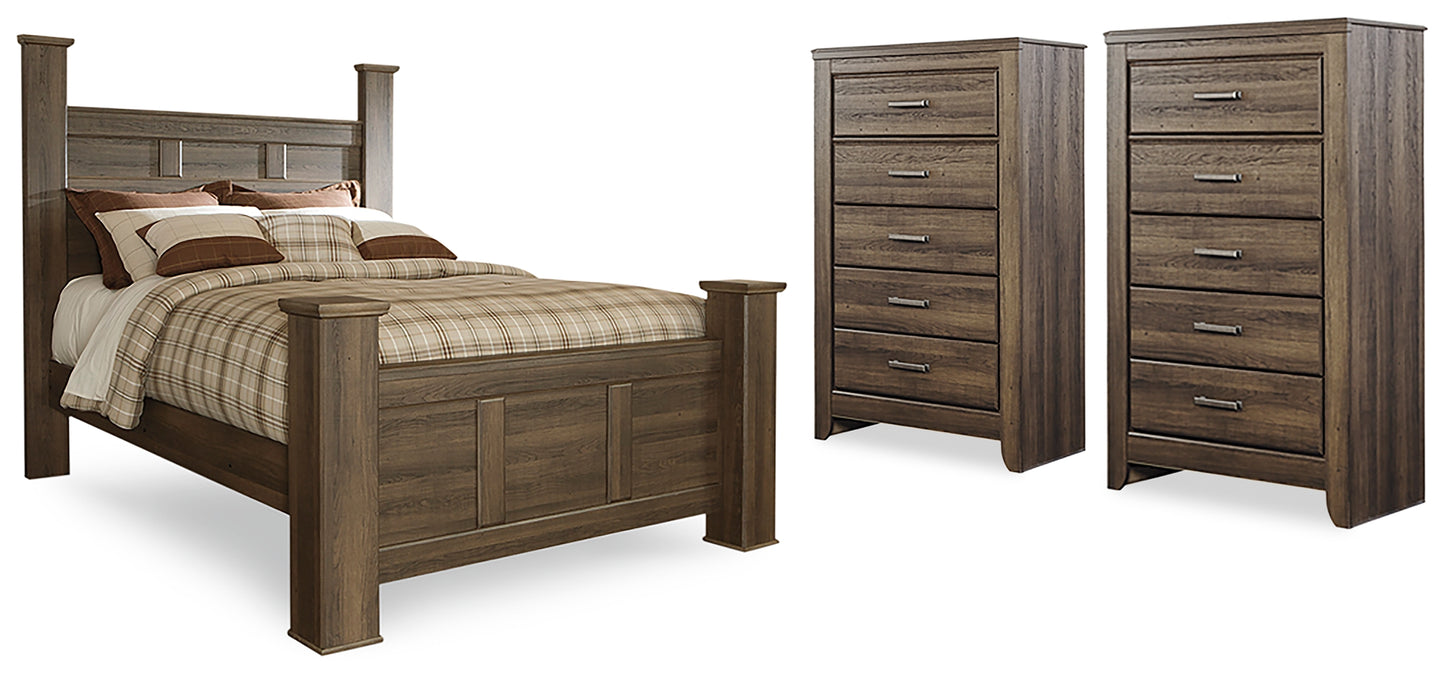 Juararo Queen Poster Bed and 2 Chests