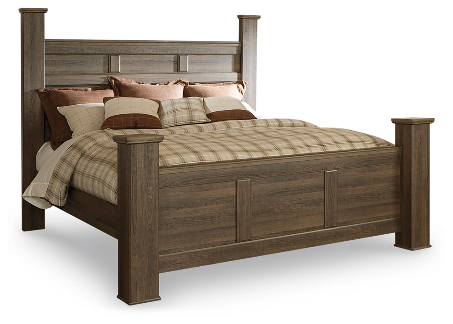 Juararo King Poster Bed, Dresser, Mirror and Nightstand