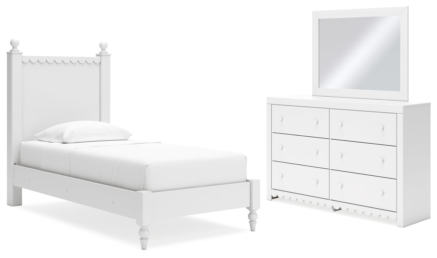 Mollviney Twin Panel Bed, Dresser and Mirror