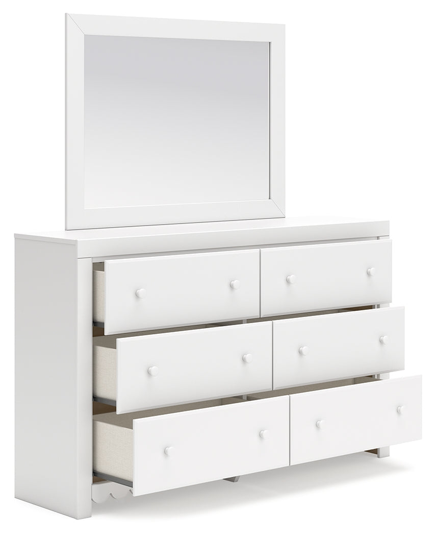 Mollviney Full Panel Bed, Dresser and Mirror