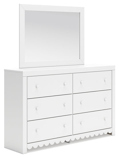 Mollviney Full Panel Storage Bed, Dresser and Mirror