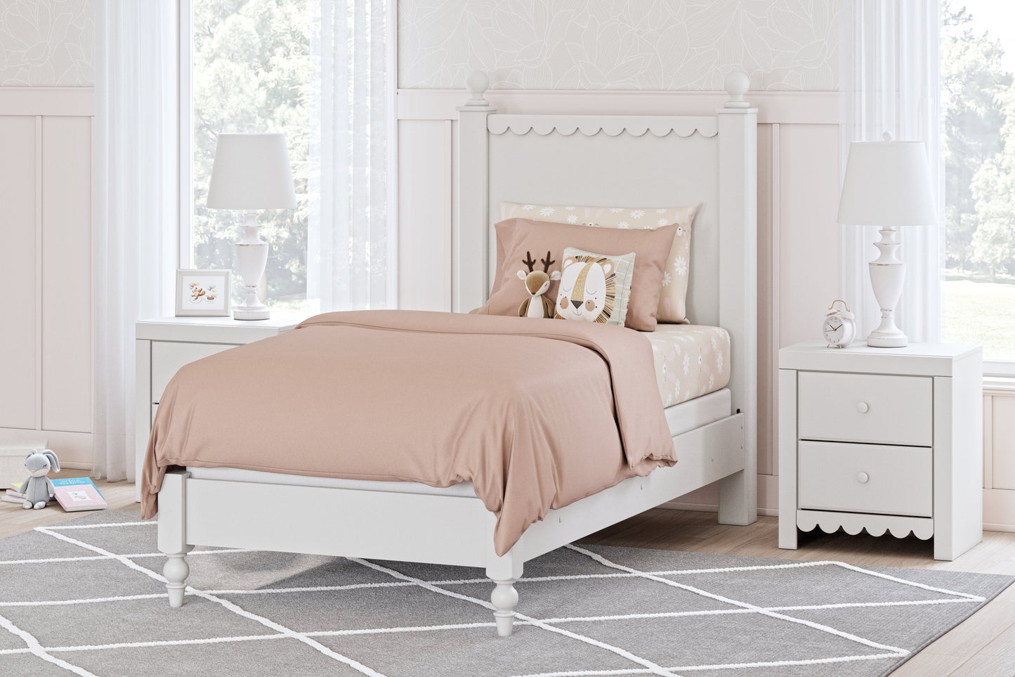 Mollviney Twin Panel Bed, Dresser and Mirror