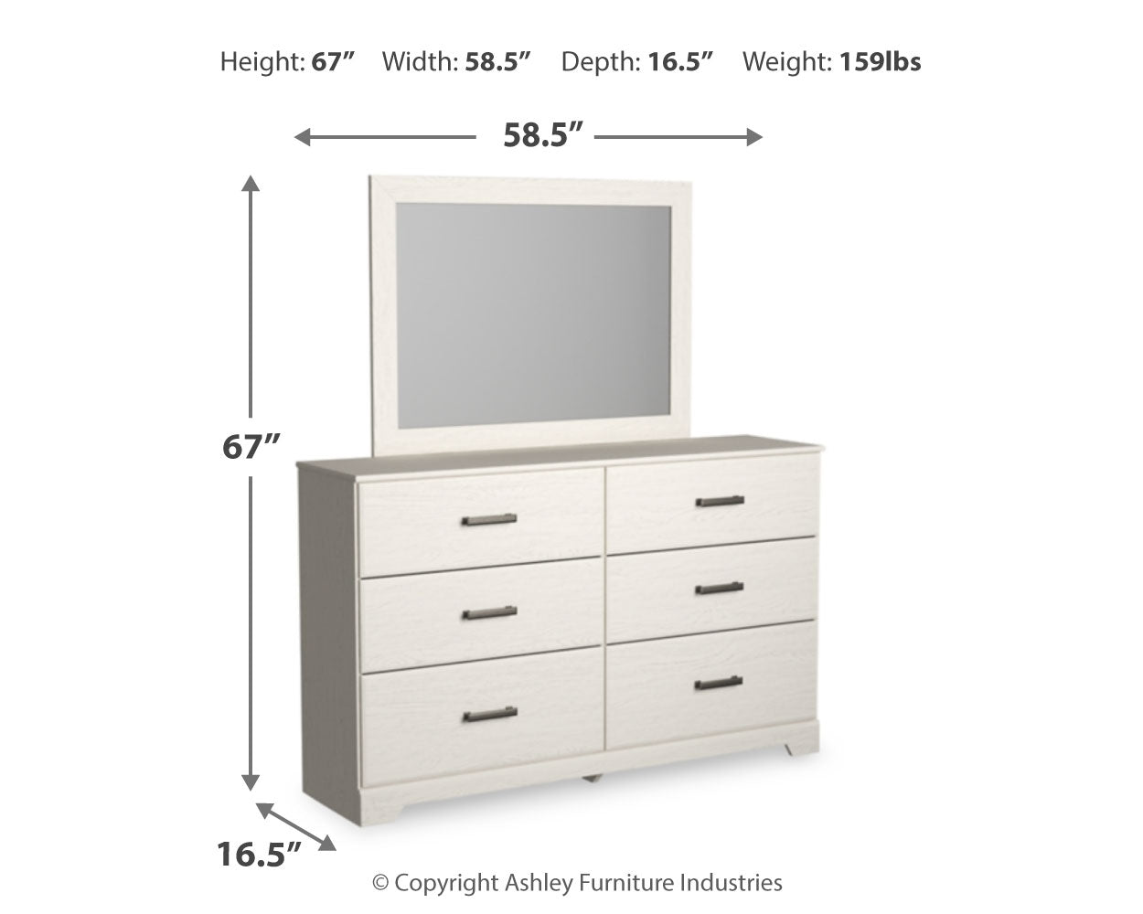 Stelsie Full Panel Bed, Dresser and Mirror