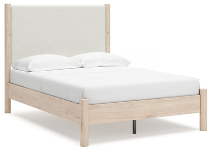 Cadmori Full Upholstered Panel Bed, Dresser and Mirror