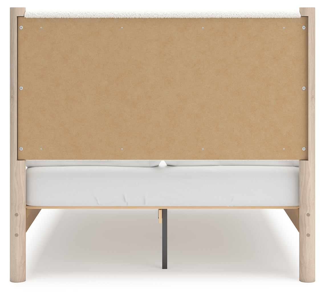Cadmori Full Upholstered Panel Bed, Dresser and Mirror