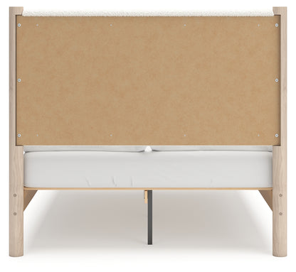 Cadmori Full Upholstered Panel Bed, Dresser and Mirror