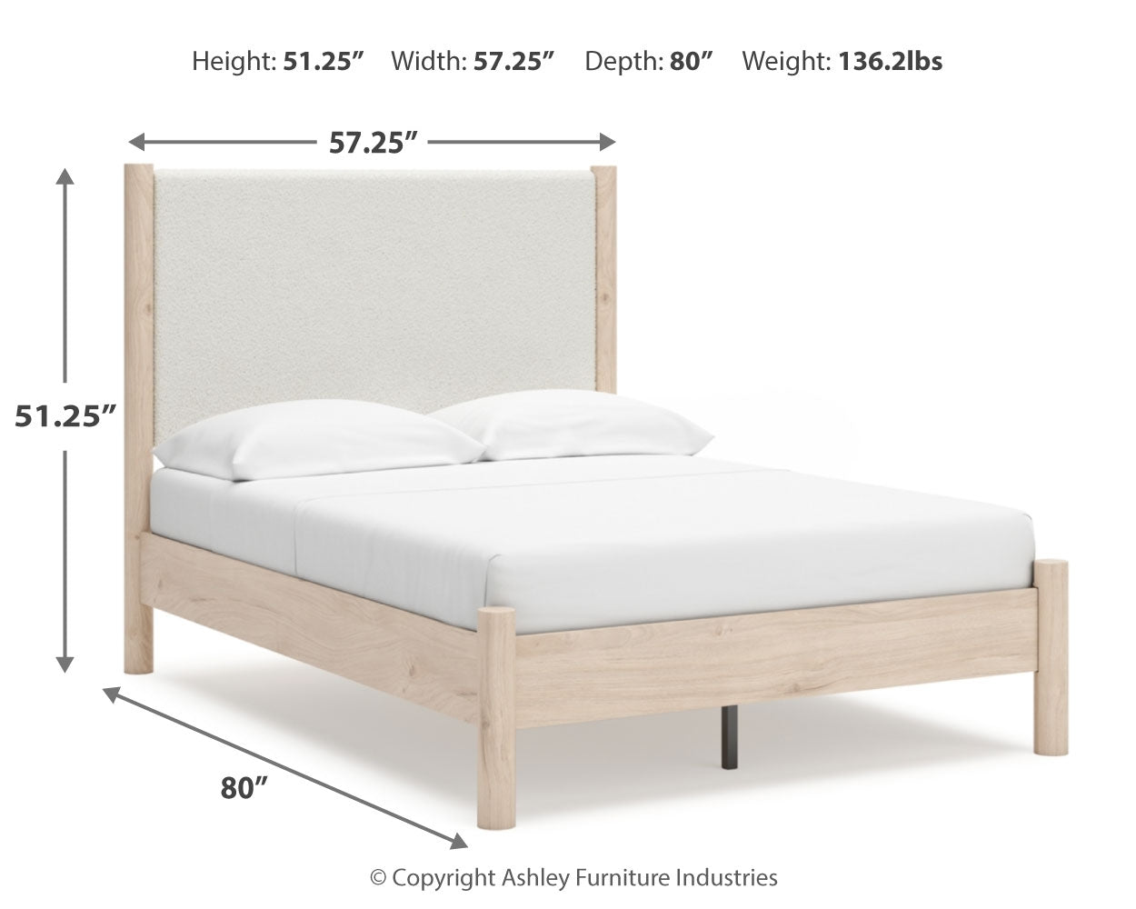 Cadmori Full Upholstered Panel Bed, Dresser and Mirror