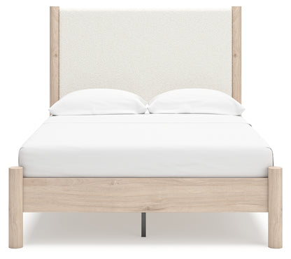 Cadmori Full Upholstered Panel Bed, Dresser and Mirror
