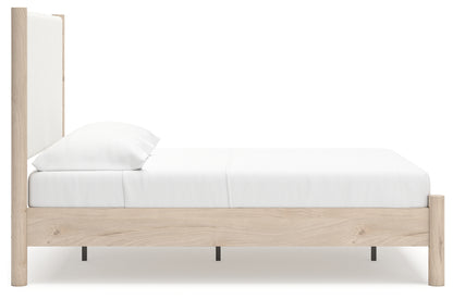 Cadmori Full Upholstered Panel Bed, Dresser and Mirror