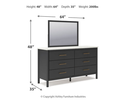 Cadmori King Upholstered Panel Bed, Dresser and Mirror