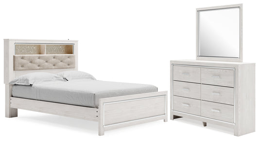 Altyra Queen Upholstered Panel Bed, Dresser and Mirror
