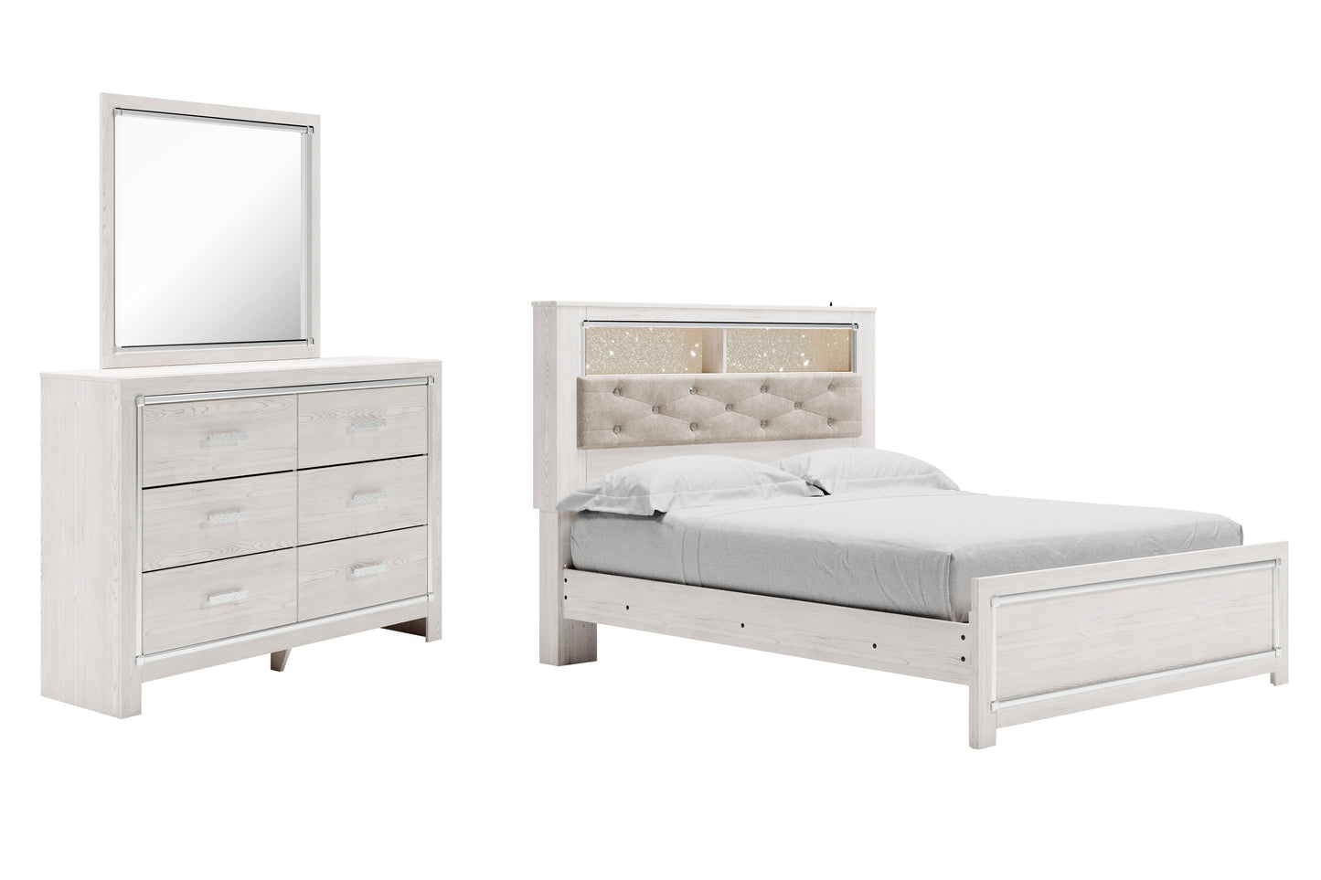 Altyra Queen Panel Bookcase Bed, Dresser and Mirror