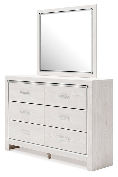 Altyra King Upholstered Panel Bed, Dresser, Mirror, and Nightstand