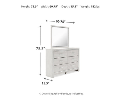 Altyra Queen Upholstered Panel Bed, Dresser and Mirror