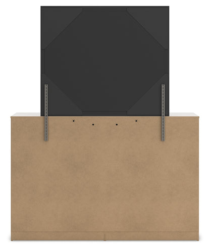 Altyra Queen Upholstered Panel Bed, Dresser and Mirror