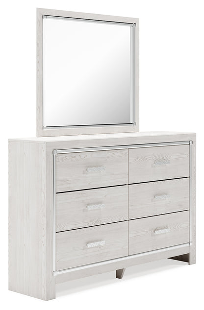 Altyra Queen Upholstered Panel Bed, Dresser and Mirror