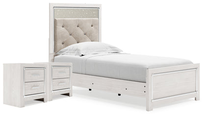 Altyra Twin Upholstered Panel Bed and 2 Nightstands