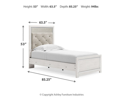 Altyra Twin Upholstered Panel Bed and 2 Nightstands