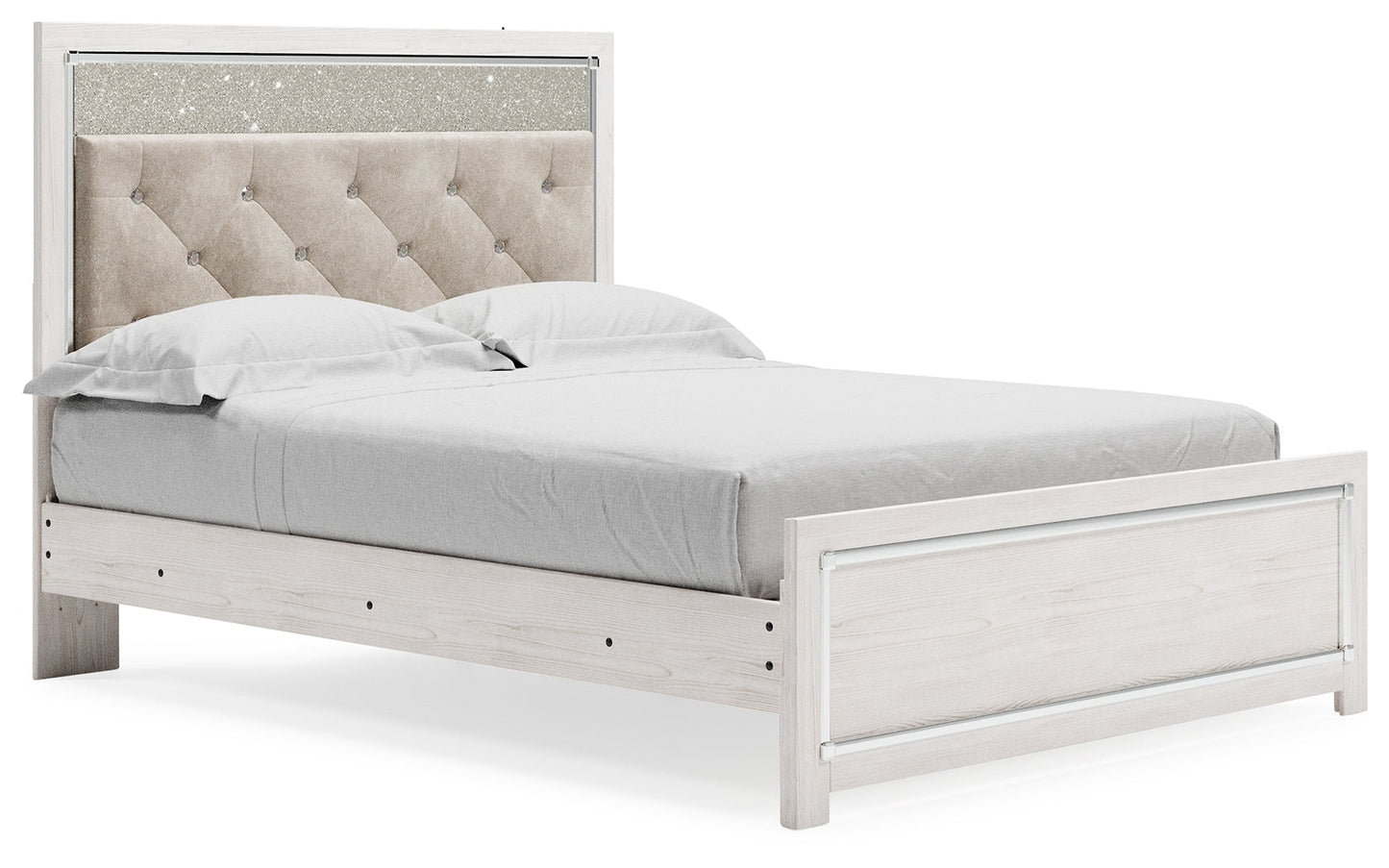 Altyra Queen Upholstered Panel Bed, Dresser, Mirror, and Nightstand