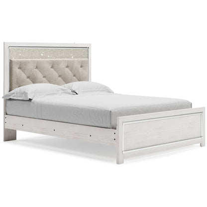 Altyra Queen Upholstered Panel Bed, Dresser, Mirror, Chest and 2 Nightstands