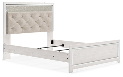 Altyra Queen Upholstered Panel Bed, Dresser, Mirror, and Nightstand