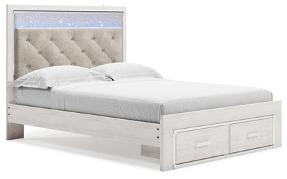 Altyra Queen Upholstered Panel Storage Bed, Dresser and Mirror