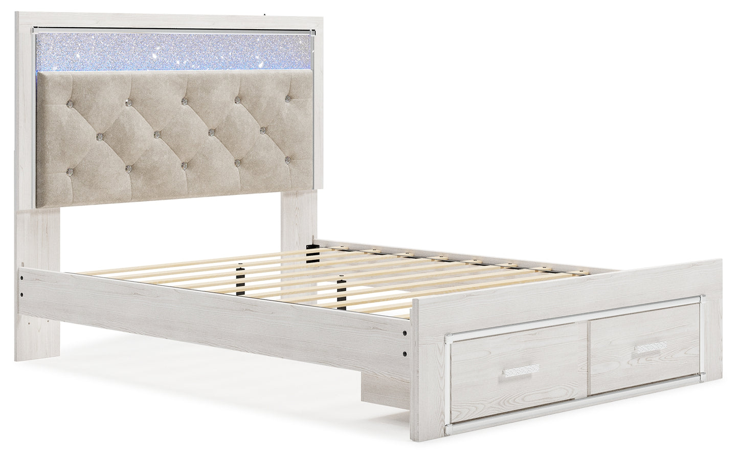 Altyra Queen Upholstered Panel Storage Bed, Dresser and Mirror