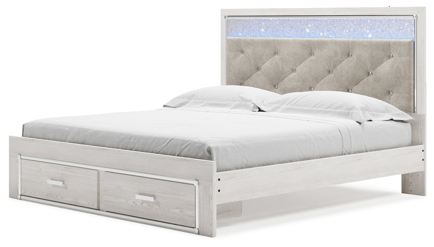 Altyra King Upholstered Storage Bed, Dresser, Mirror, Chest, and Nightstand