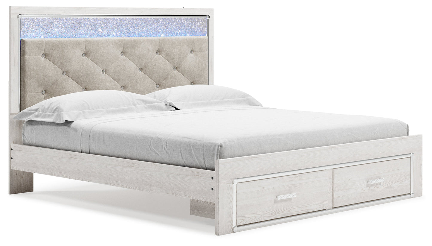 Altyra King Upholstered Storage Bed, Dresser, Mirror, Chest, and Nightstand